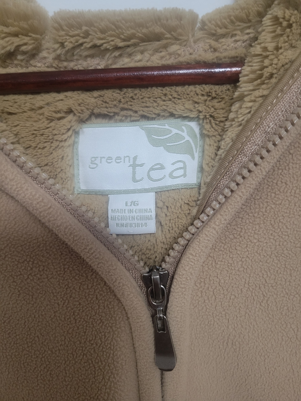 Green Tea- Cozy Sherpa-Lined Zip Hoodie in Light Taupe - Picture 3 of 8